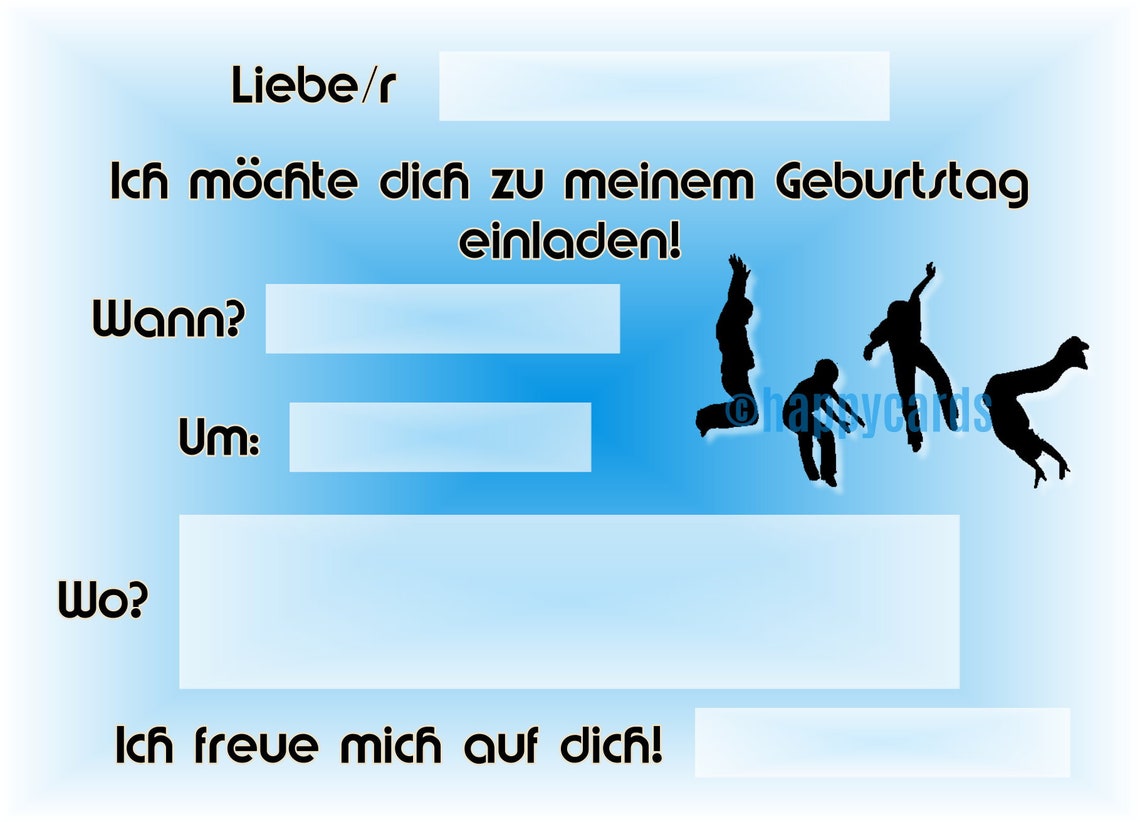 10 Einladungskarten Geburtstag Kinder Trampolin Party Jump Etsy.de