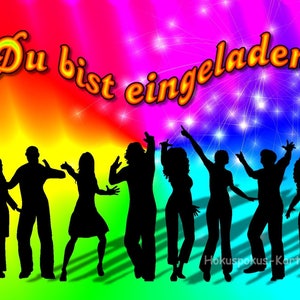 8 Einladungskarten Disco Party Musik Tanzparty 70s 80s 90s Geburtstag Kinder Kindergeburtstag Einladungen Teens Teenager