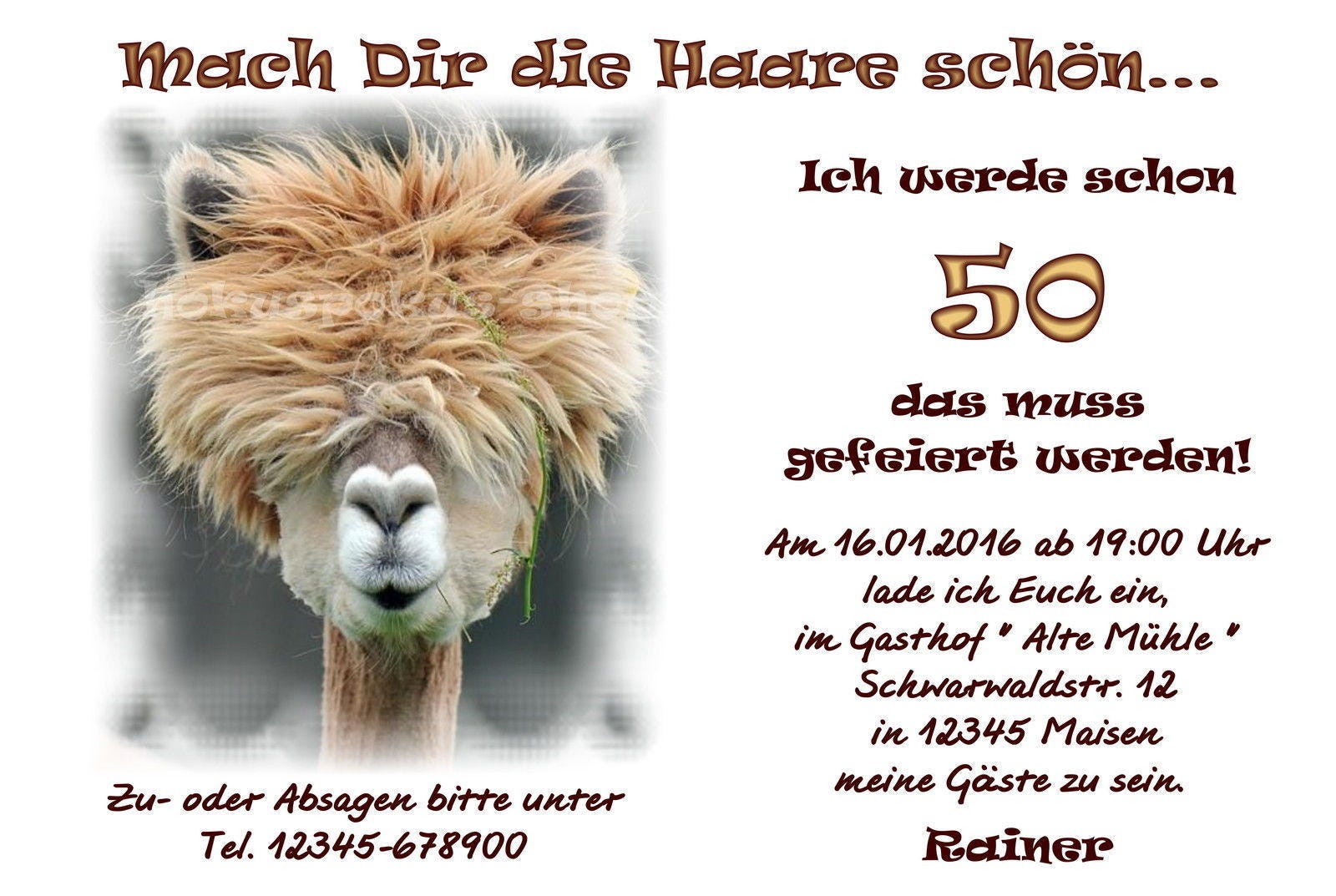 10 lustige Einladungskarten Mach die Haare schön Geburtstag Party