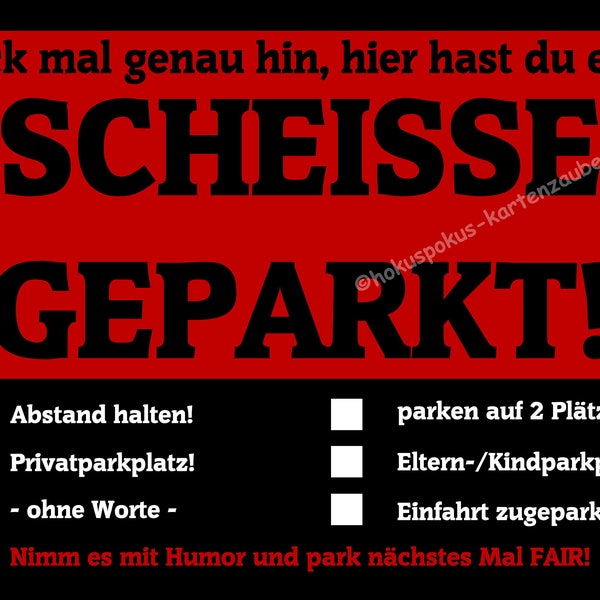 Notizblock geleimt - Scheisse Geparkt Humor Auto Falschparker Windschutzscheibe Autofahrer parken Parkscheibe