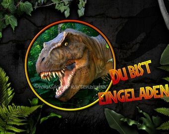 8 Einladungskarten T-Rex Dinosaurier Geburtstag Kindergeburtstag Einladungen