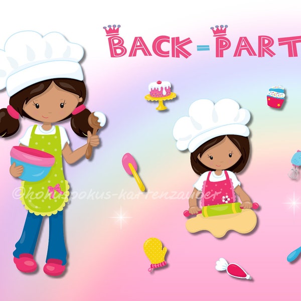 8 Einladungskarten Backen Kochen Torte Kuchen Backparty Mädchen Geburtstag Kinder Kindergeburtstag Einladungen Plätzchen