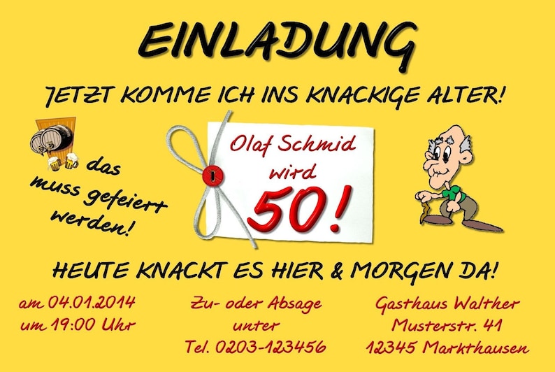 10 lustige Einladungskarten knackiges Alter Geburtstag Party