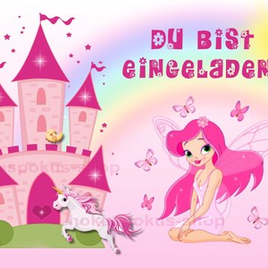 8 Einladungskarten Prinzessin Fee Geburtstag Kinder Kindergeburtstag Einladungen