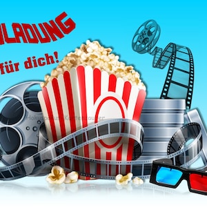 8 Uitnodigingskaarten Film Verjaardag Kinderen Verjaardag Verjaardag Uitnodigingen Hollywood Cinema Popcorn