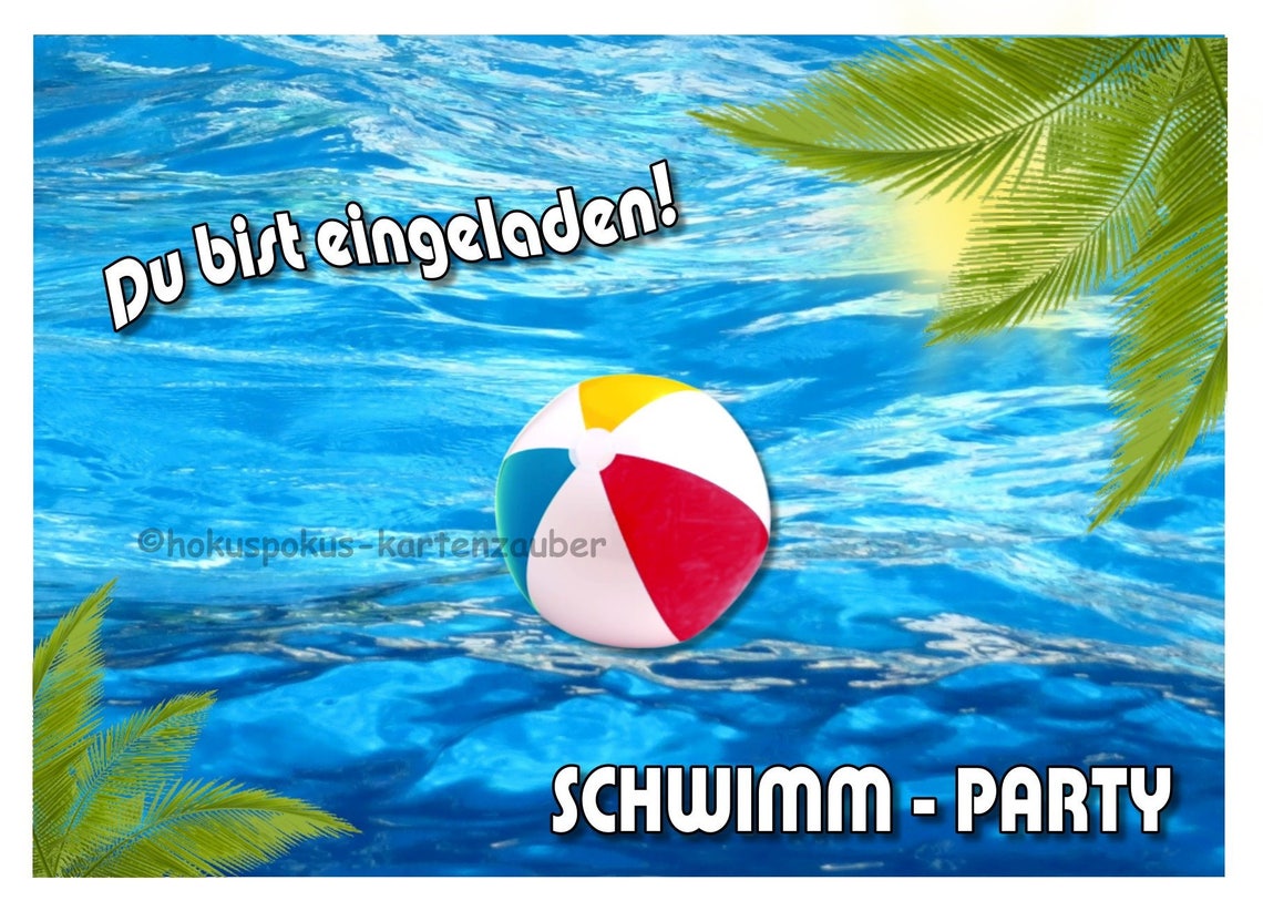 8 Einladungskarten schwimmen Geburtstag Teens Schwimmbad Teenager