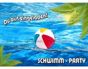 8 Einladungskarten schwimmen Geburtstag Teens Schwimmbad Teenager Einladungen Kinder Schwimmparty Poolparty