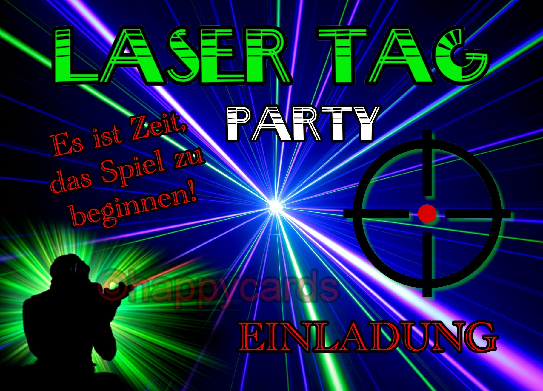 10 Einladungskarten Geburtstag Kinder Laser Tag Battle Party Jungen