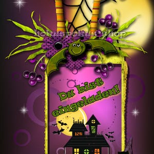 8 Uitnodigingskaarten Halloween Verjaardagsfeest Kids Meisjes Uitnodigingen Heks