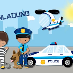 8 招待状カード警察の誕生日子供子供の誕生日の招待状男の子