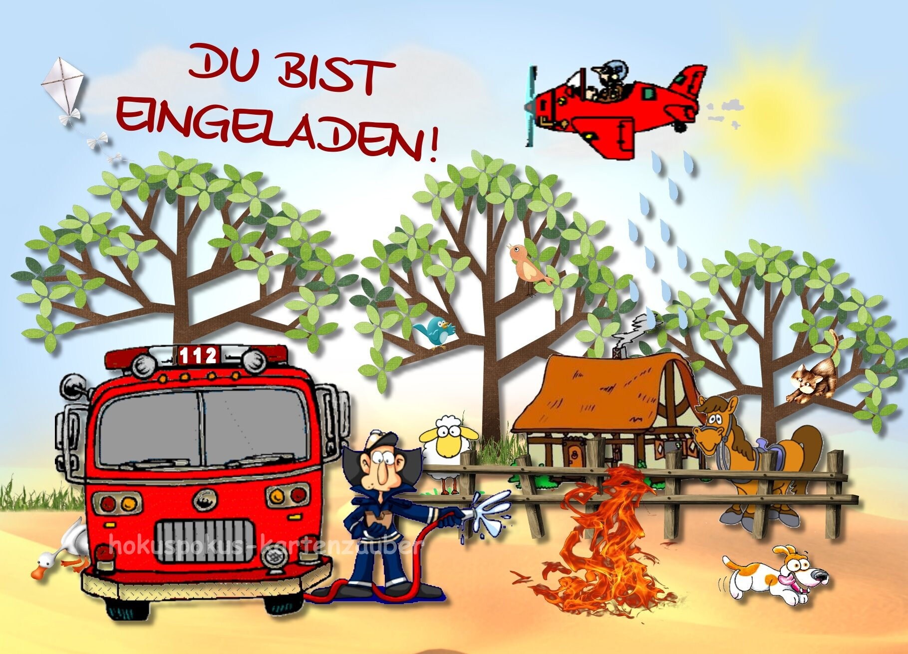 8 lustige Einladungskarten Feuerwehr Geburtstag Kinder Etsy.de
