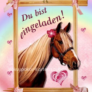 8 Uitnodigingskaarten Paard Meisje Verjaardag Kinderen Kinderfeestje Uitnodigingen Pony