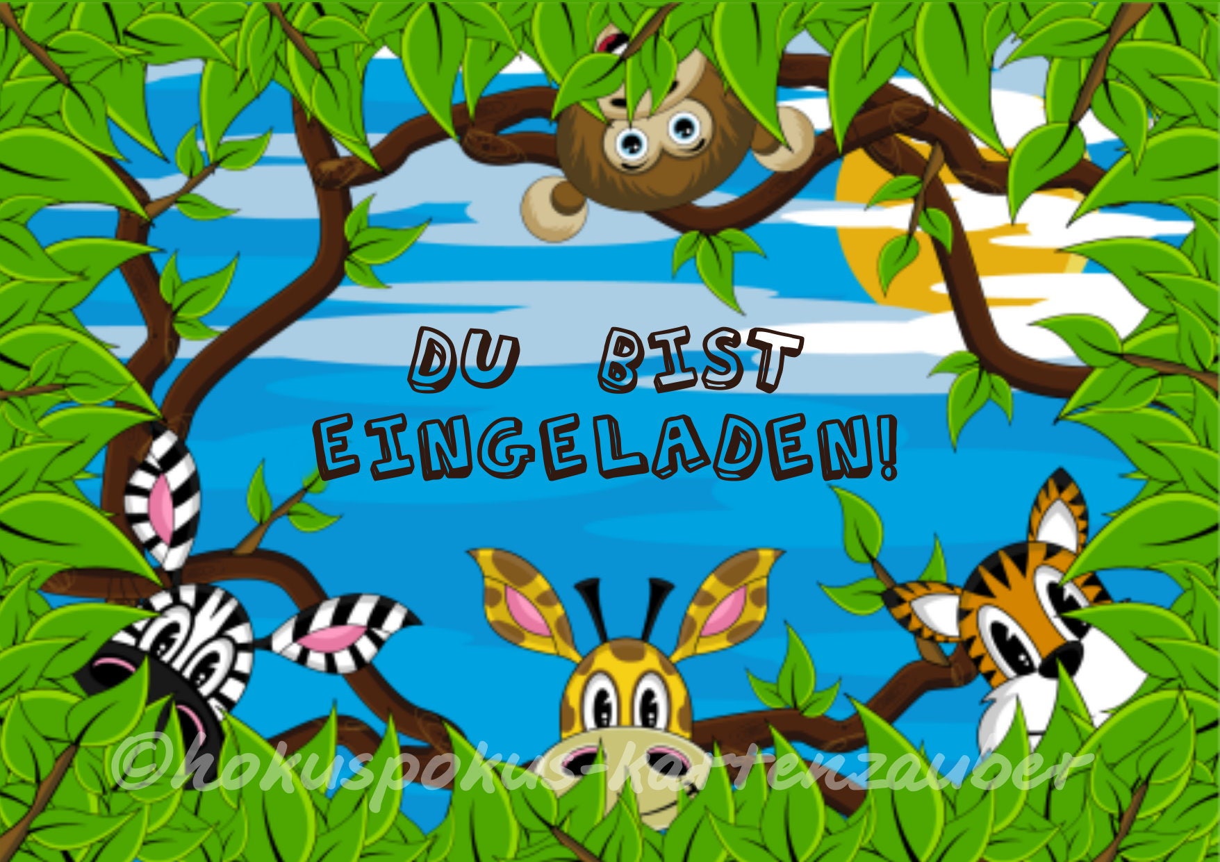 8 Einladungskarten Geburtstag Kinder Zoo Tiere Tierpark Einladung