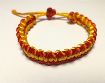 Satin red and orange bracelet
