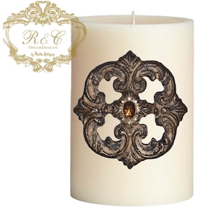 Pillar candle pin accent SMALL MEDALLION embellished ornate