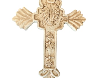 CROSS WALL DECOR.  Scroll over door decor. Medieval Tuscan, Old world wall hanging Traditional Royalty Cross Fleur de Lis Decor