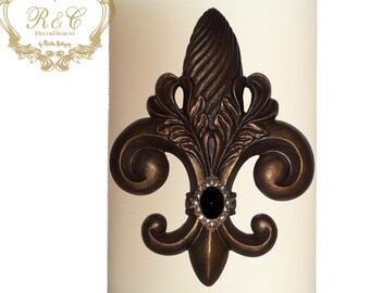Pillar candle pin accent SMALL CROSS embellished handmade rhinestones craft  tuscany old world crown cross lion medieval ornate