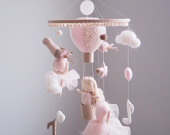 flamingo mobile Ballerina mobile hot air balloon mobile Bunny baby mobile girl Tropical mobile