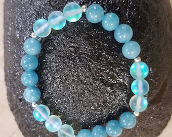 Aquamarine and Moonstone gemstone bracelet