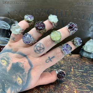 Witchy Amethyst Crystal Ring - Ruby Crystal Ring - Rose Quartz Crystal Ring