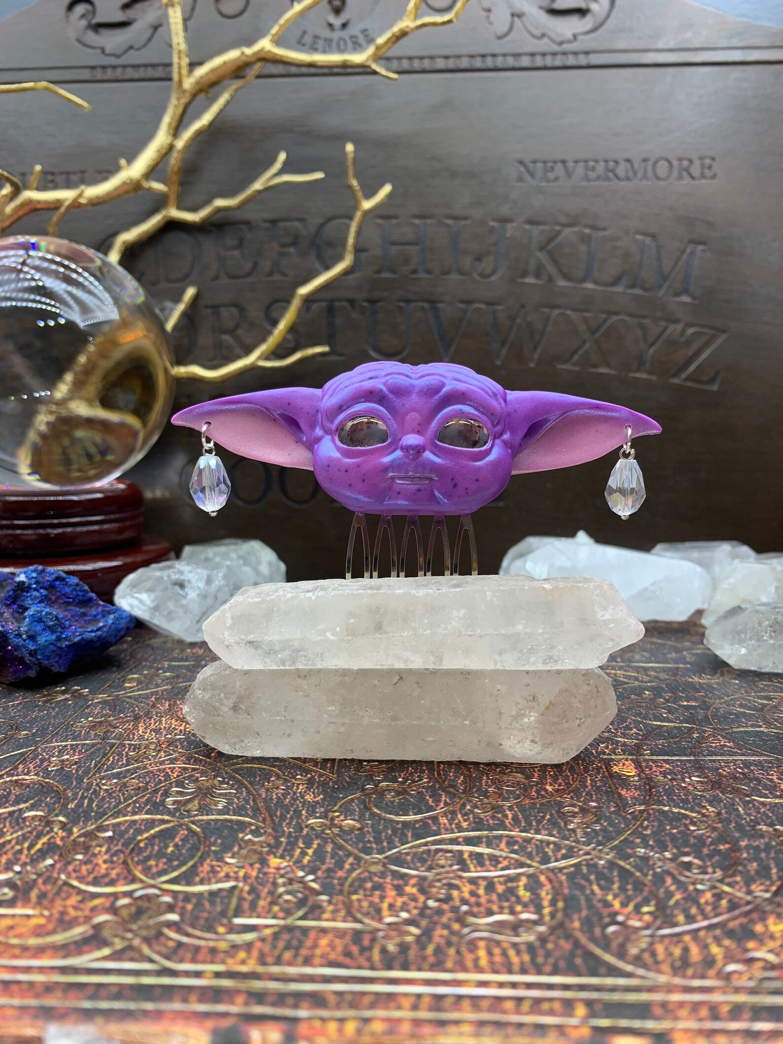 Baby Yoda Hair Comb Star Wars Master Yoda Mirror Eyes Etsy