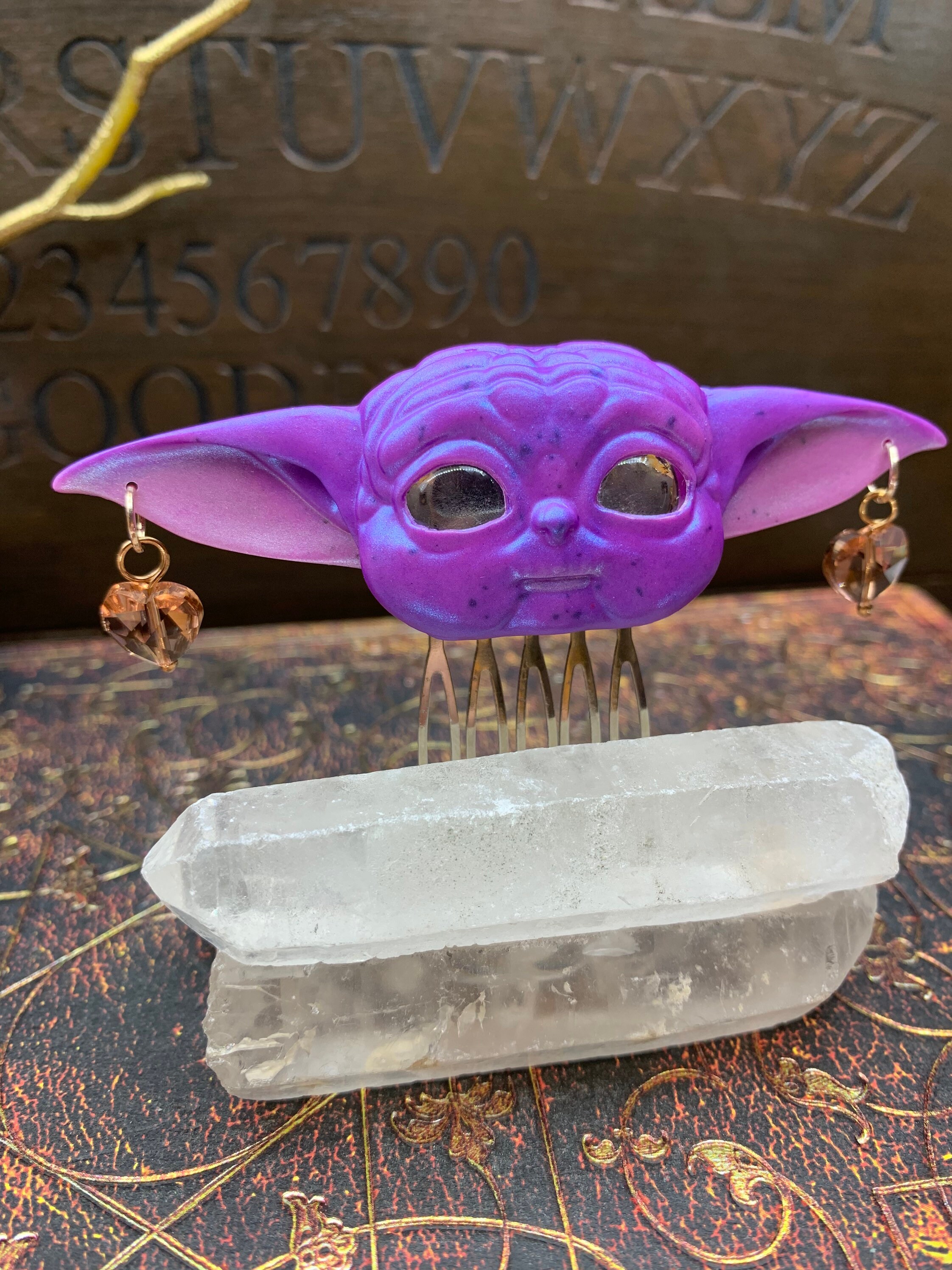 Baby Yoda Hair Comb with Crystal Hearts Star Wars Master Etsy 日本