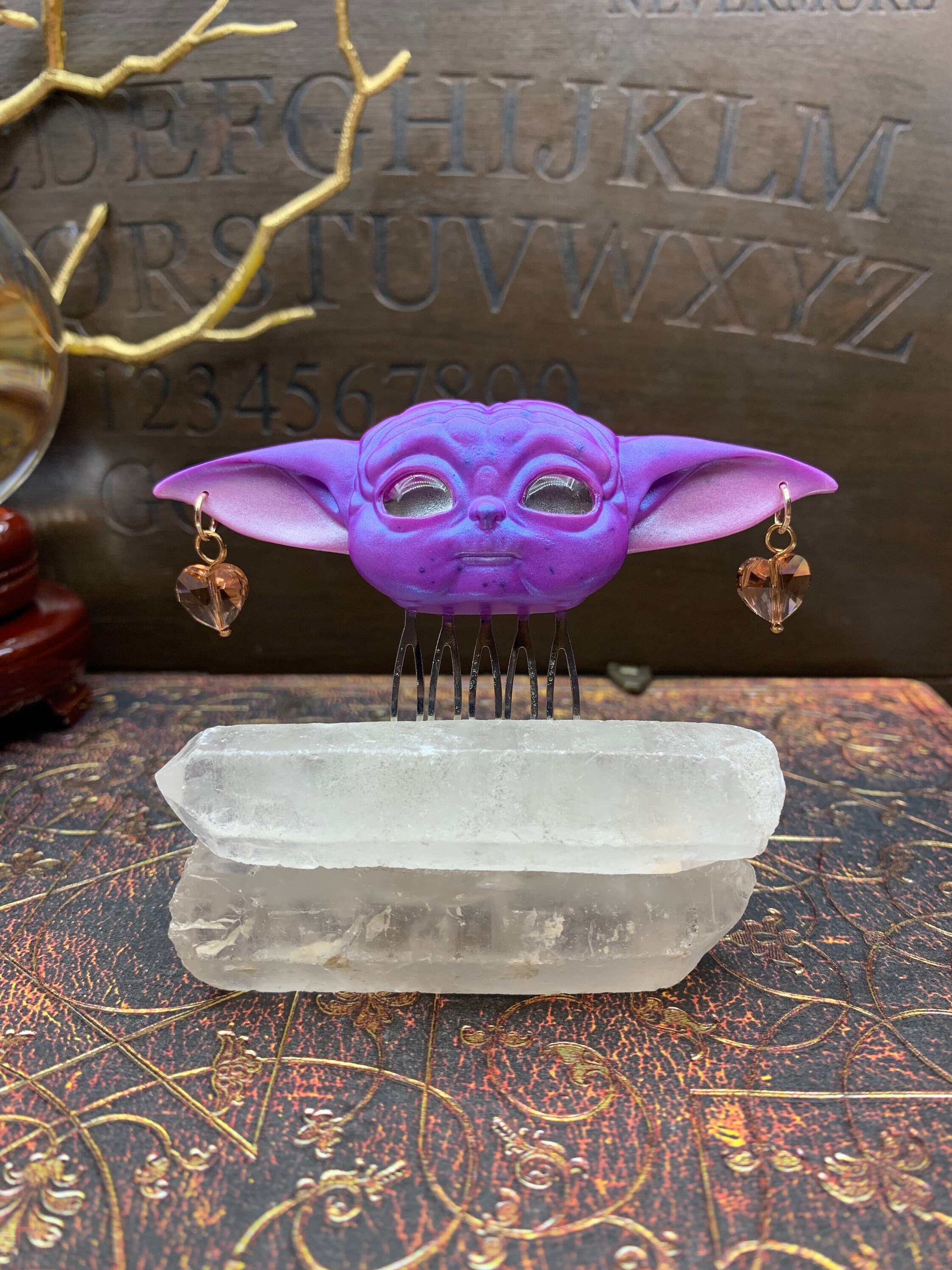 Baby Yoda Hair Comb with Crystal Hearts Star Wars Master Etsy 日本