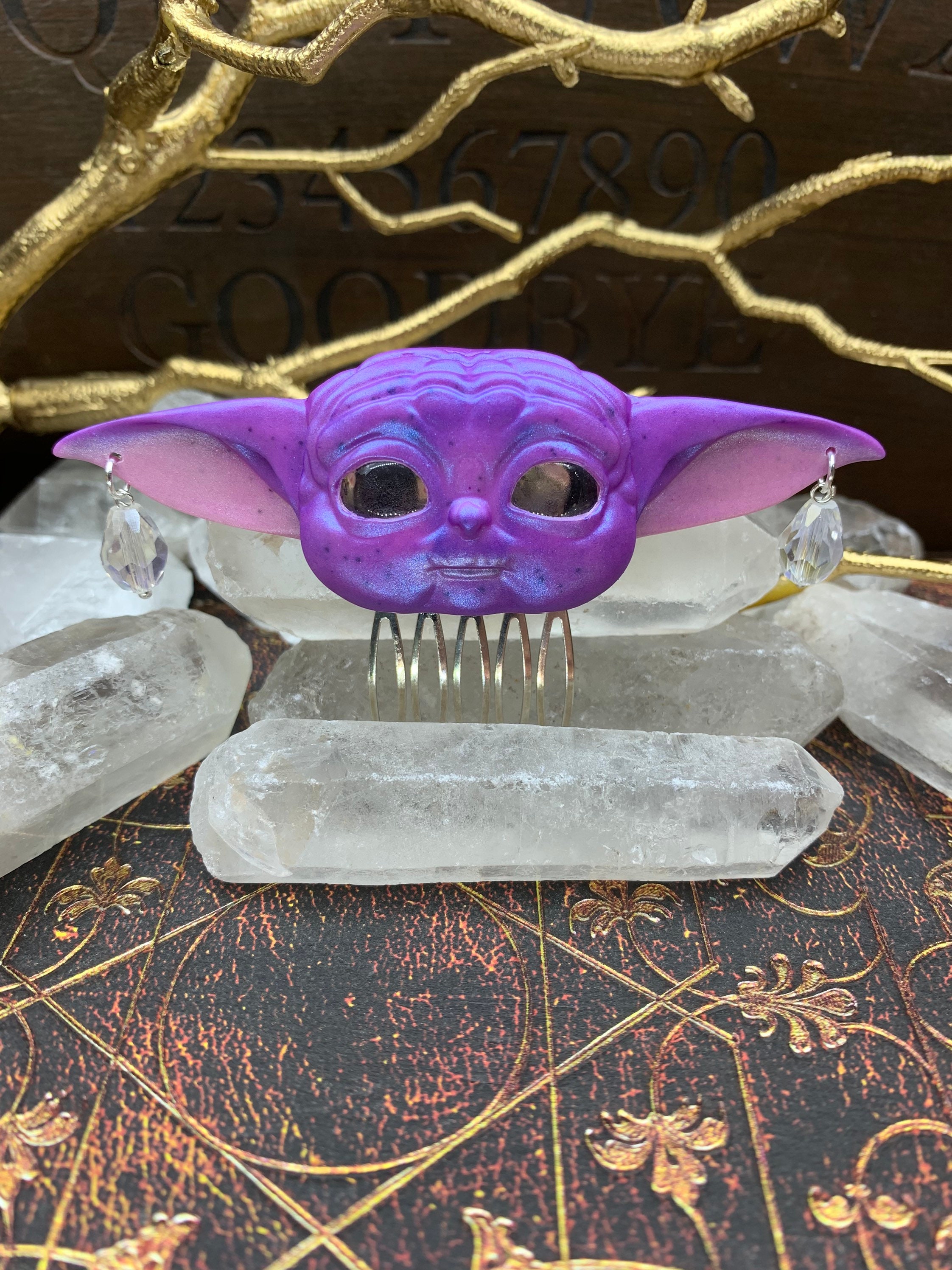 Baby Yoda Hair Comb Star Wars Master Yoda Mirror Eyes Etsy