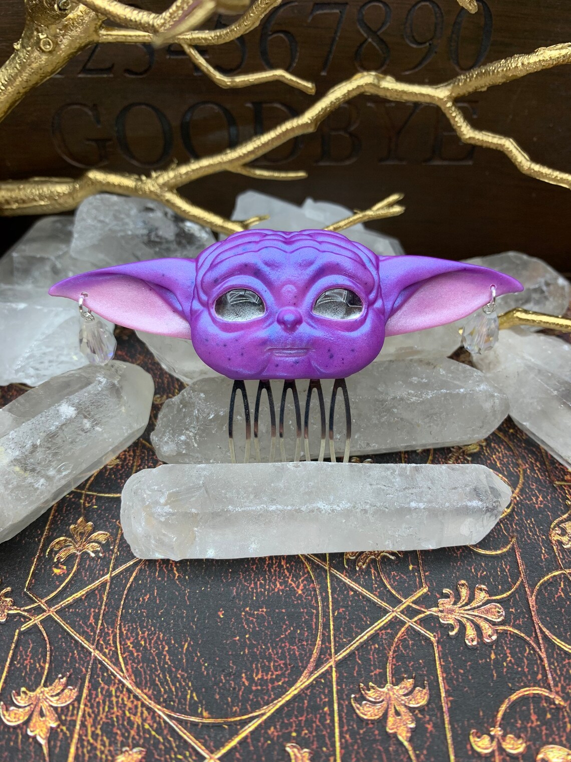 Baby Yoda Hair Comb Star Wars Master Yoda Mirror Eyes Etsy