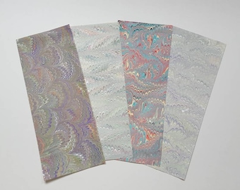 Handmarmoriertes Papier: Ebru Art, Buchbinde-Vorsatzpapier (4x)