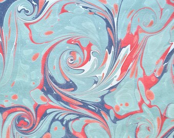 Handmade Marbled Paper: Traditional Ebru Art, Bookbinding Endpaper (50x35 cm)