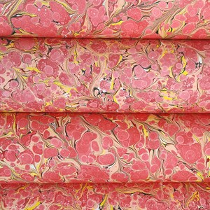 Handmarbled Paper, Pink Red  Dominant, Decorative Paper, Bookbinding Endpaper, Scrapbooking,  Paper Arts and Crafts, Ebru Art, 49x34.5 cm