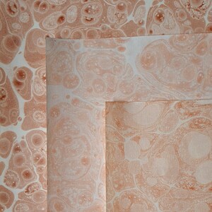 Handmade Marbled Paper: Earth Red Ebru Art, 50 x 34.5 cm