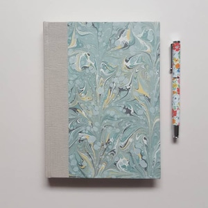 Handmarbled A5 Notebook Bound in Handmade Marbled Paper Hardback Cover, Lined, 120 sheets, 240 pages