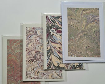 Marbled Paper Card and Matching Envelope For Any Occasion, Watercolour Effect Hand Marbled Paper, Blank Economy Cards