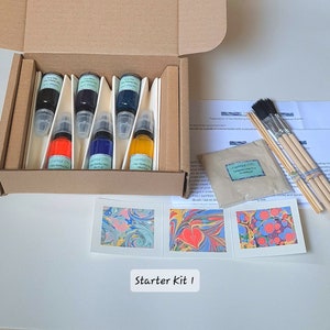 Marmorier-Starterset 1-2-3, gebrauchsfertiges Marmorierset, einzigartige Geschenkideen, kreativer Spaß-Papierhandwerk, DIY-Wellness-Set, Geburtstagsgeschenk