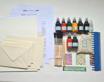 Marbling Kit 2 Ready To Use, Gifts for Creatives, Birthdays, Kids Crafts Gift, Paper Arts and Crafts, Therapeutic Activity Craft Kit