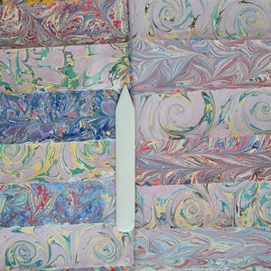 Hand Marbled A4 Paper: Ebru Art, Bookbinding Endpaper