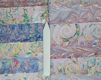 Handmarmoriertes A4 Papier: Ebru Art, Buchbinde-Vorsatzpapier