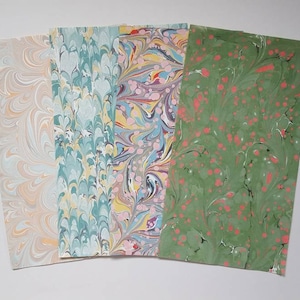 Hand Marbled Paper: Ebru Art, Bookbinding Endpaper (4x)