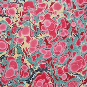 Handgeschöpftes Marmorpapier, Buchbinder-Vorsatzpapier, Briefpapier, Scrapbooking, Dekorpapier, Ebru Art 50 x 34,5 cm