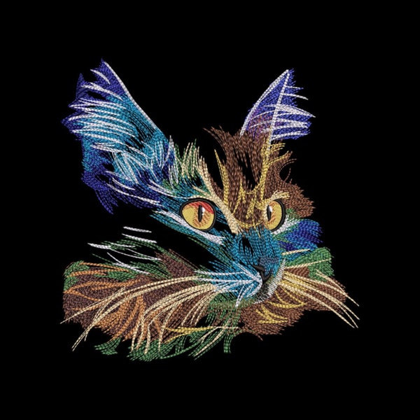 Colorful Cat Embroidery Design