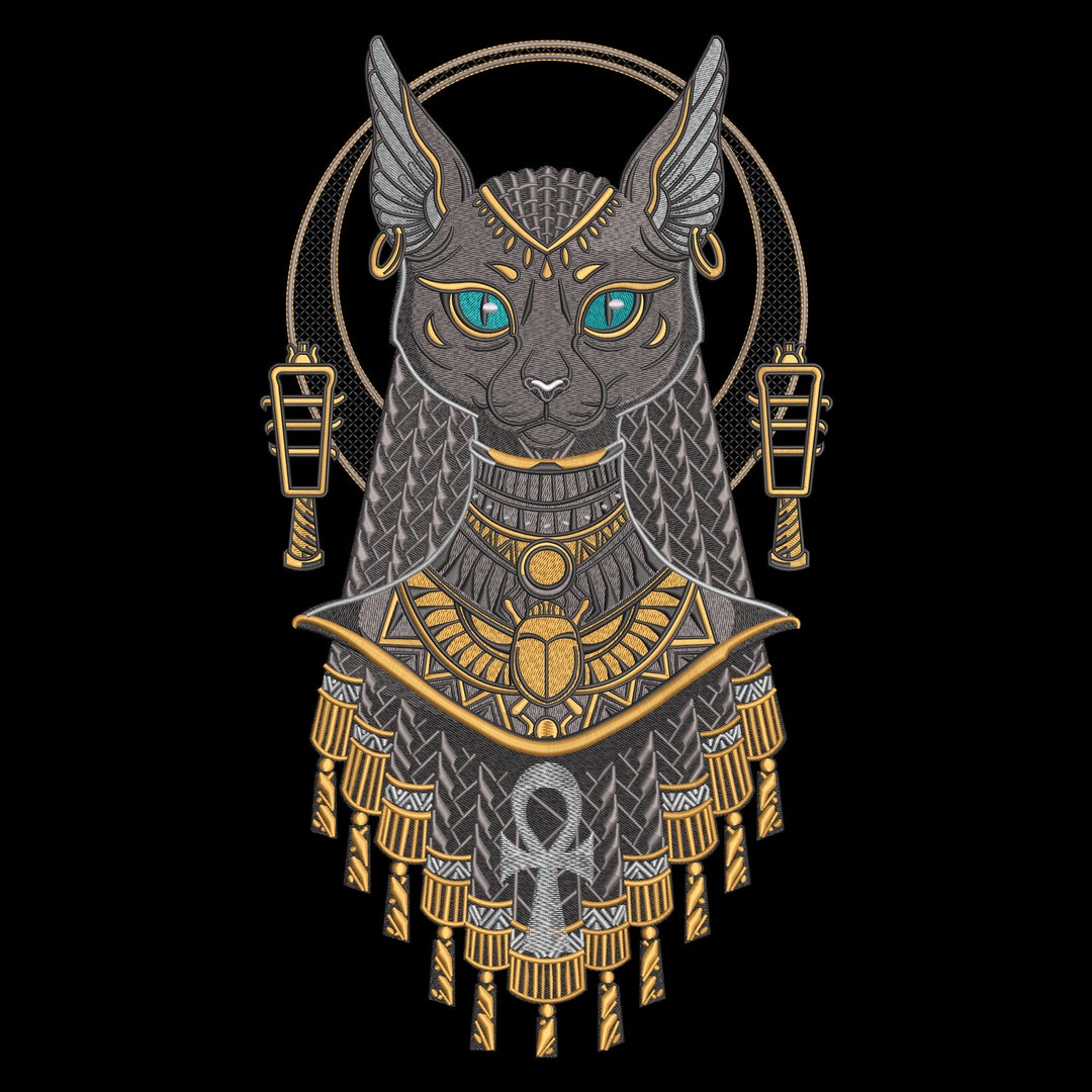 High Quality Digitial Embroidery Design Egyptian Goddess Bastet