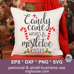 Candy Cane Wishes and Maretak Kisses Svg-cut-bestanden voor silhouet en Cricut - inclusief png, eps en dxf commercieel en persoonlijk gebruik