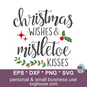 Kerstwensen en maretak kussen Svg-vectorbestanden voor silhouet en Cricut gesneden - inclusief png, eps en dxf commercieel en persoonlijk gebruik