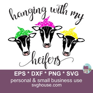 Accroché avec mes génisses SVG, Svg génisse, vache Svg, génisse Cricut SVG, génisse chemise Svg, visage de vache Svg, génisses, suspendu avec mes génisses