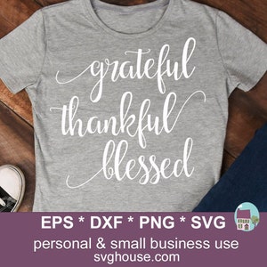 Dankbare Danksagung Gesegnete SVG-Schnittdateien Danksagungsvektorbild für Silhouette und Cricut - enthält Png-, Eps- und DXF-Dateien