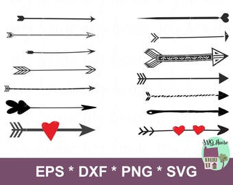 Arrow SVG, Arrows Svg, Decorative Arrows, Tribal Arrow Svg, Arrow Clipart, Heart Arrow Svg, Svg Cut File, Arrow Dxf, Arrows Clipart