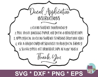 Vinyl Decal Application Instructions No Purchase Necessary Etsy