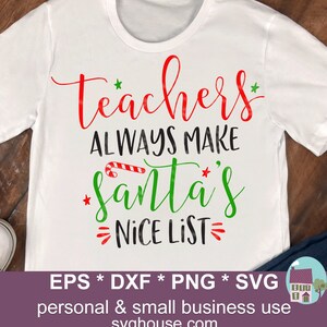 Docenten maken altijd kerstmannen mooie lijst met gesneden SVG-bestanden voor silhouet en Cricut - inclusief png, eps en dxf.